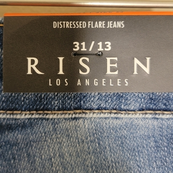 NWT Risen | High Rise Distressed Flare Leg Jeans Size 31 - Picture 5 of 10